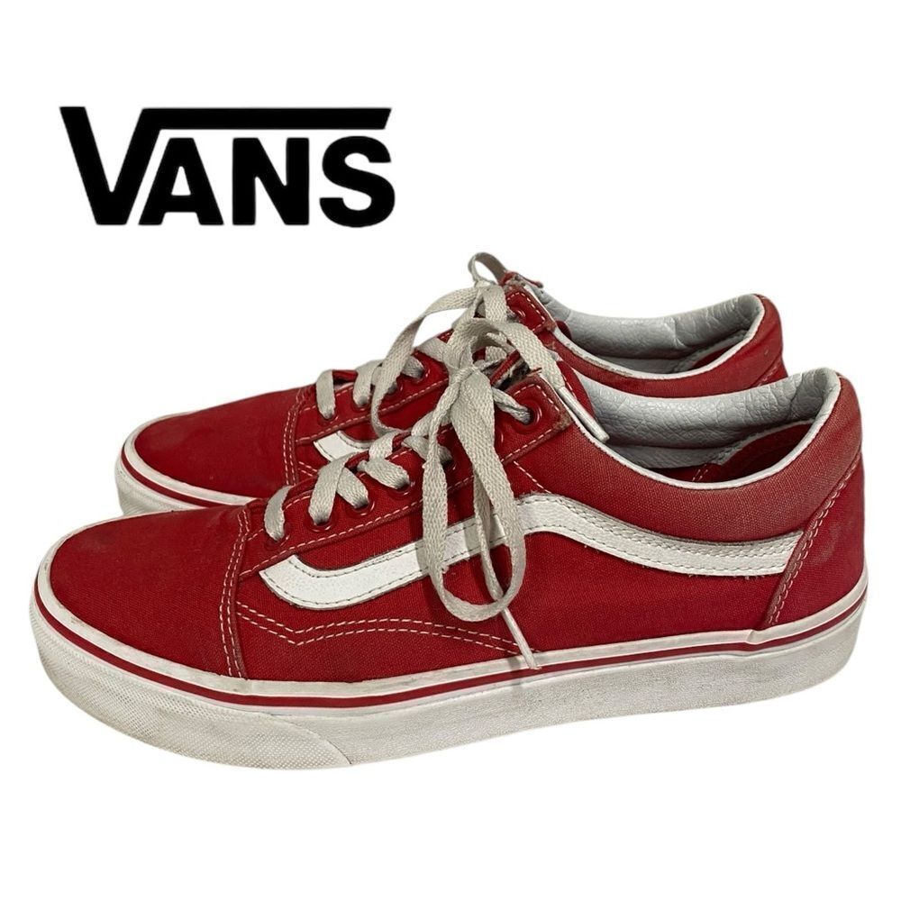 VANS Men's Women's Old Skool Red White Sneakers 7.5 9
